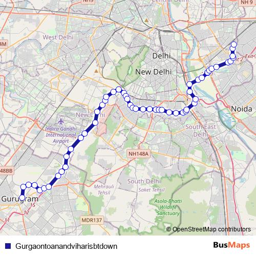 Gurgaontoanandviharisbtdown bus Line Map