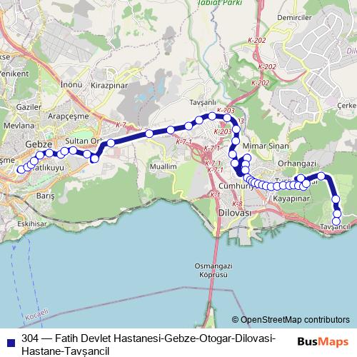 304 bus Line Map