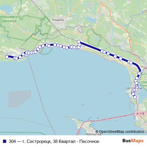 304 bus Line Map