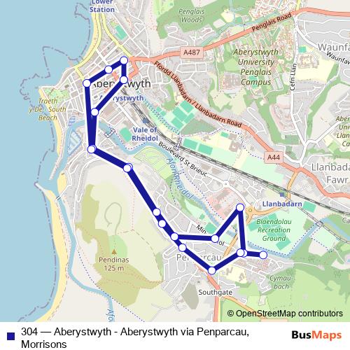 304 bus Line Map