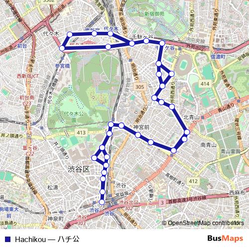 Hachikou bus Line Map