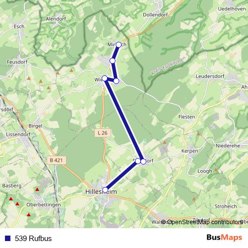 539 Rufbus bus Line Map