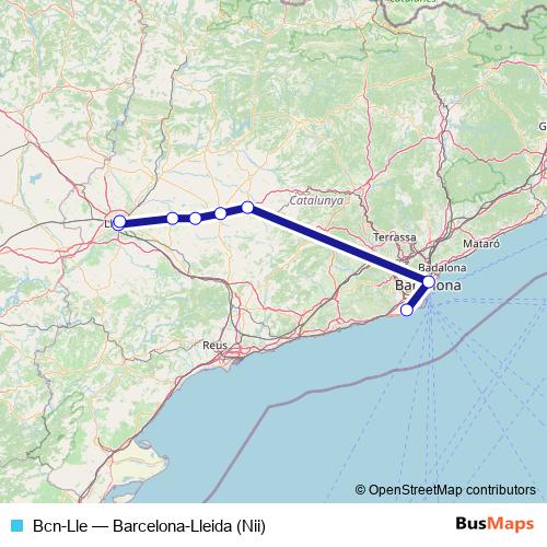 Bcn-Lle bus Line Map
