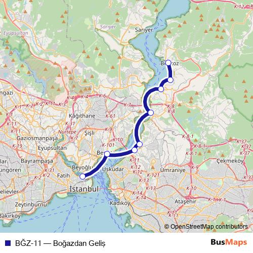 BĞZ-11 ferry Line Map