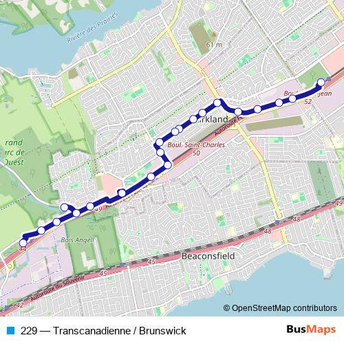 229 bus Line Map