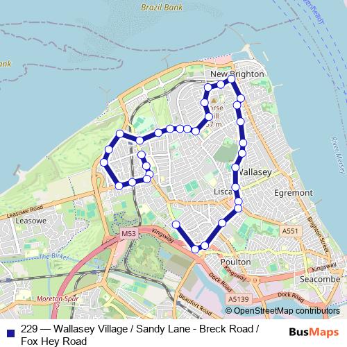 229 bus Line Map