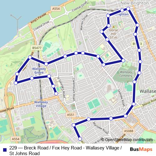 229 bus Line Map
