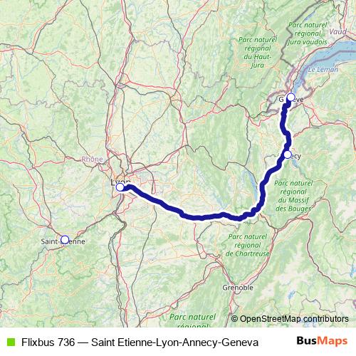 Flixbus 736 bus Line Map