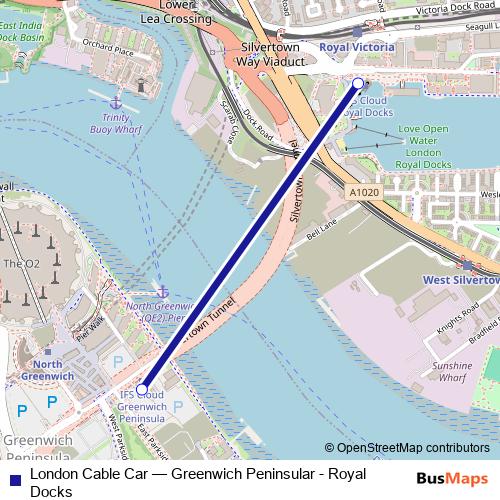 London Cable Car cable-car Line Map