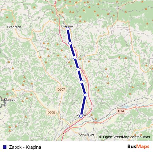 Zabok - Krapina rail Line Map