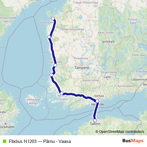 Flixbus N1203 bus Line Map