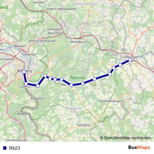 Rb23 bus Line Map