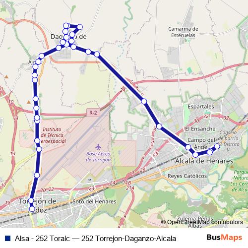 Alsa - 252 Toralc bus Line Map