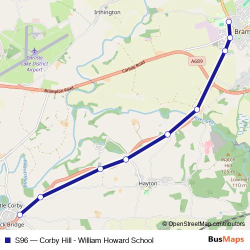 S96 bus Line Map