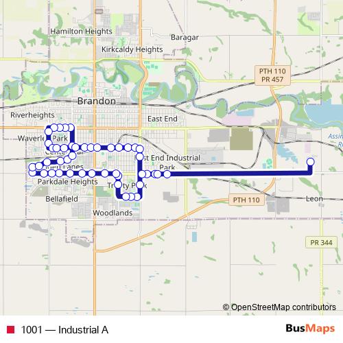 1001 bus Line Map