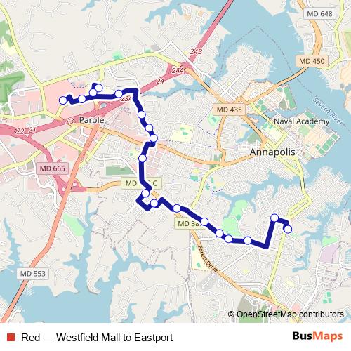 Red bus Line Map