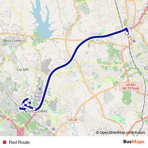 Red Route bus Line Map