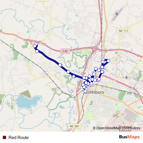 Red Route bus Line Map