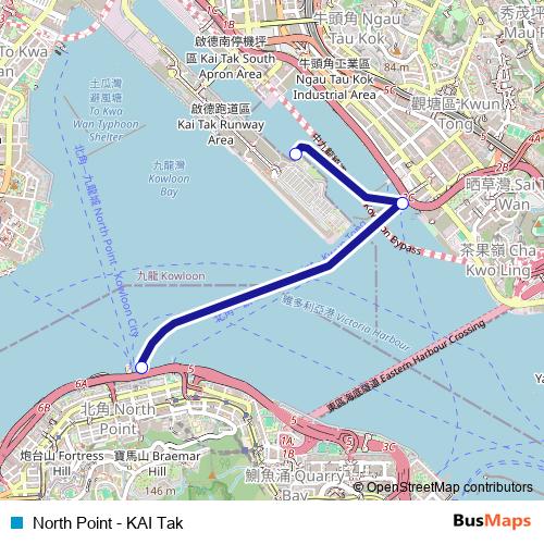 North Point - KAI Tak ferry Line Map
