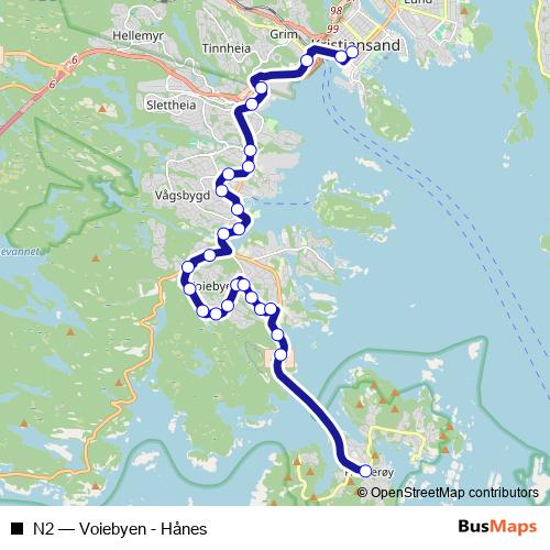 N2 bus Line Map