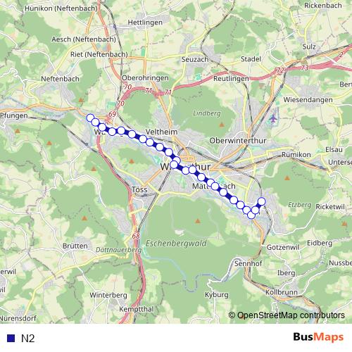 N2 bus Line Map