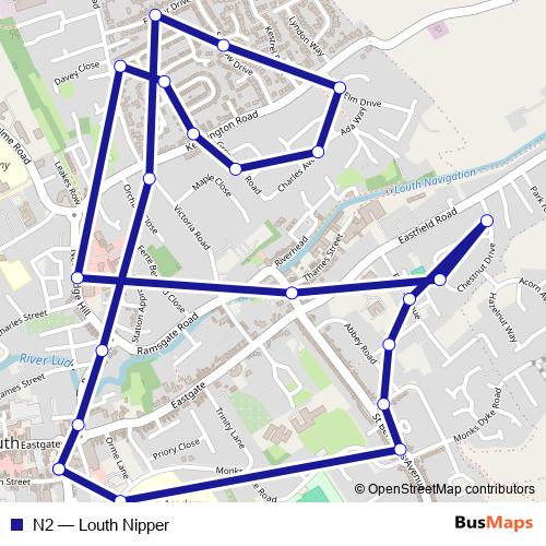 N2 bus Line Map