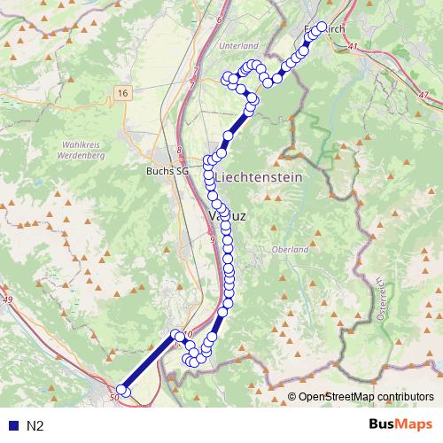 N2 bus Line Map