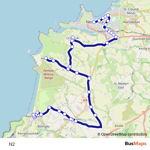 N2 bus Line Map