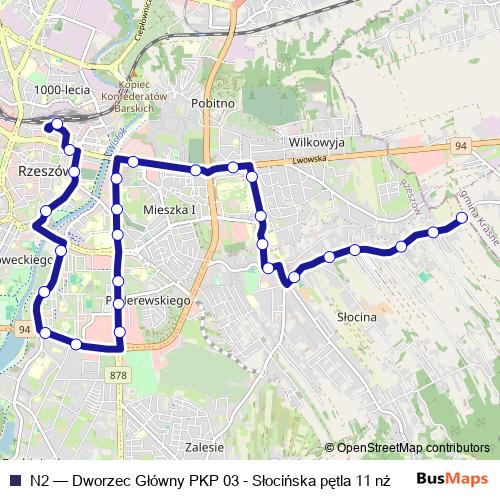 N2 bus Line Map