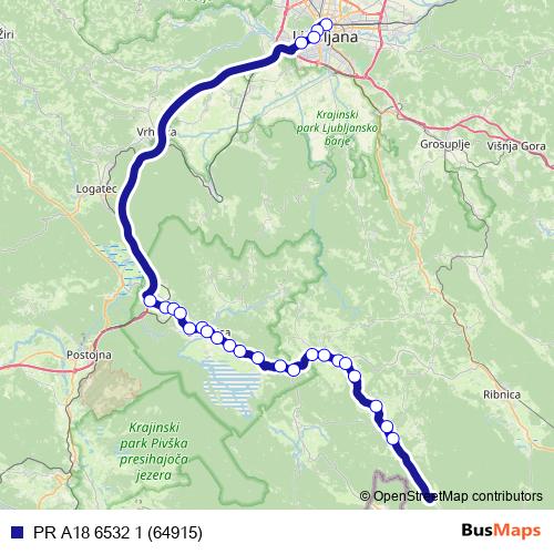 PR A18 6532 1 (64915) bus Line Map