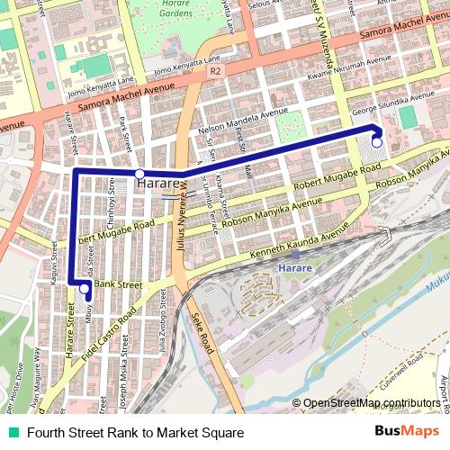 Fourth Street Rank to Market Square bus Line Map