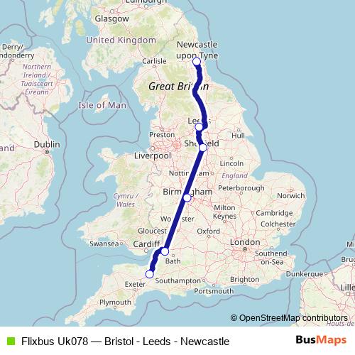 Flixbus Uk078 bus Line Map