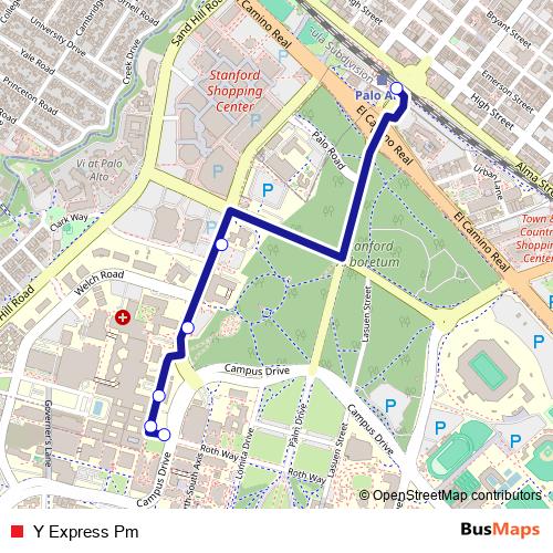 Y Express Pm bus Line Map