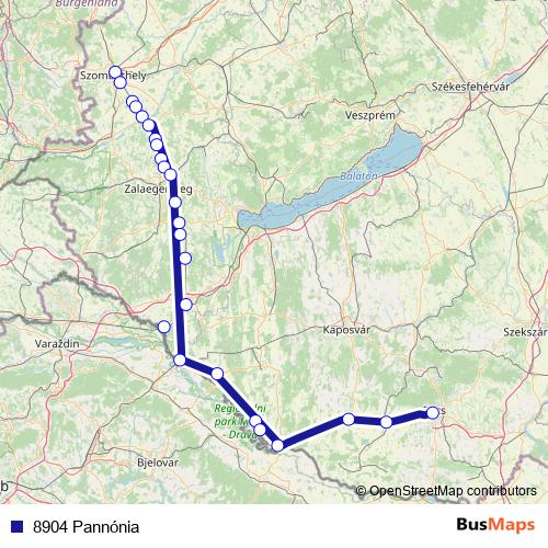 8904 Pannónia rail Line Map