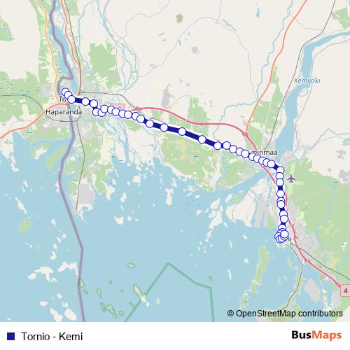 Tornio - Kemi bus Line Map