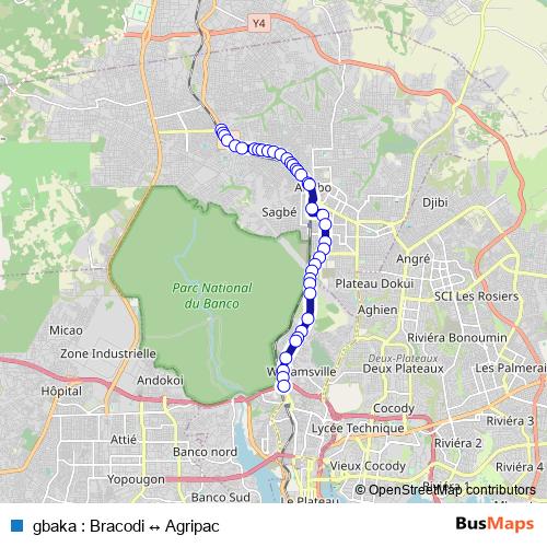 gbaka : Bracodi ↔ Agripac bus Line Map