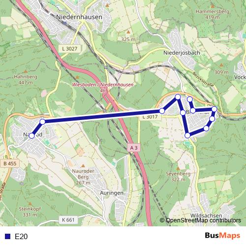 E20 bus Line Map