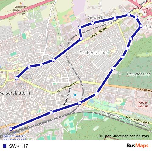 SWK 117 bus Line Map