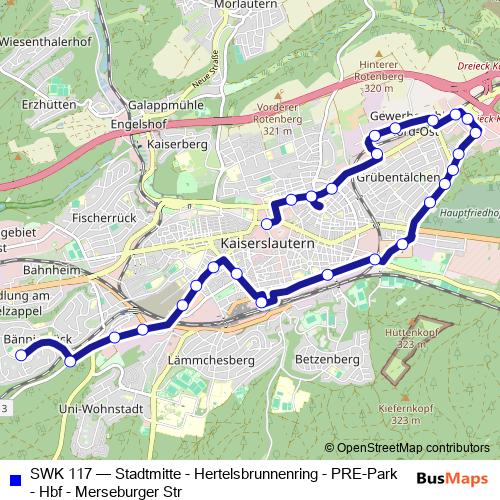 SWK 117 bus Line Map