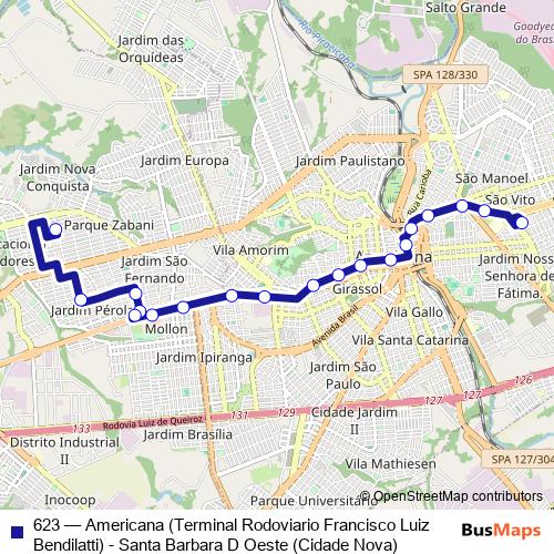 623 bus Line Map