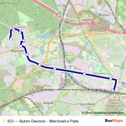 623 bus Line Map