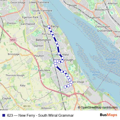 623 bus Line Map