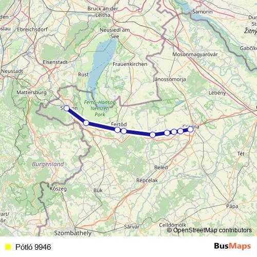 Pótló 9946 bus Line Map