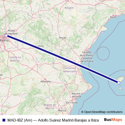 MAD-IBZ (Am) air Line Map
