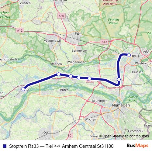 Stoptrein Rs33 rail Line Map