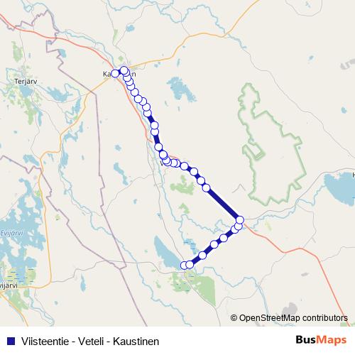 Viisteentie - Veteli - Kaustinen bus Line Map