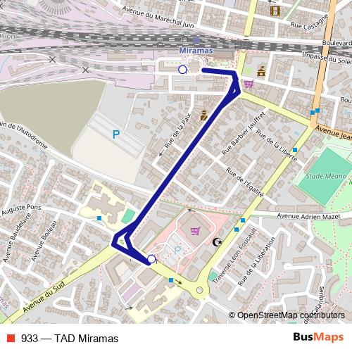 933 bus Line Map