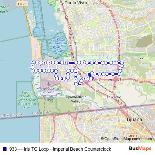 933 bus Line Map