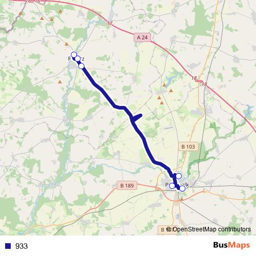 933 bus Line Map