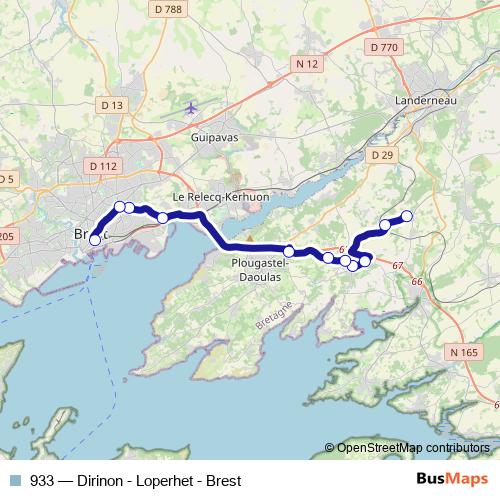 933 bus Line Map